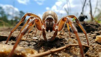 ai generiert Foto von Netzwerfen Spinne auf ein Boden. generativ ai