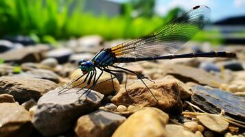 ai generiert Foto von Damselfly auf ein Boden. generativ ai