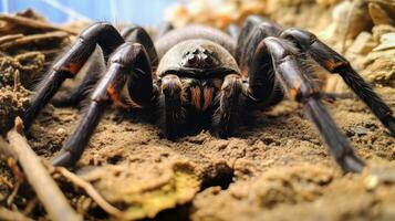 ai generiert Foto von Falltür Spinne auf ein Boden. generativ ai