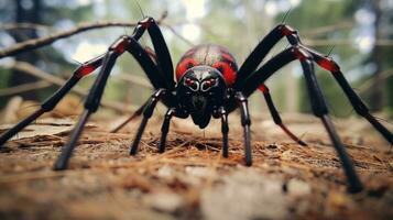 ai generiert Foto von Redback Spinne auf ein Boden. generativ ai