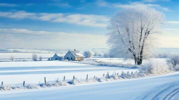 ai generiert Szene von Landschaft bedeckt mit Schnee foto