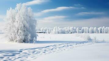 ai generiert Szene von Landschaft bedeckt mit Schnee foto