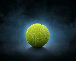 Tennis Ball auf schwarz Hintergrund mit Rauch foto