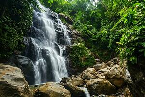 ai generiert Foto von ein schön Wasserfall im das Wald