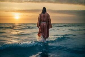 Wunder von Jesus Christus Gehen auf Wasser foto