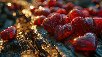 ai generiert rot Herzen symbolisieren Liebe und Valentinstag Tag foto