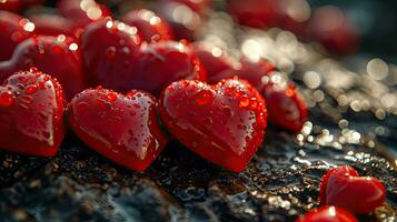 ai generiert rot Herzen symbolisieren Liebe und Valentinstag Tag foto