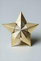 ai generiert Origami sternförmig Objekt auf Licht Hintergrund foto
