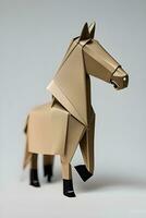 ai generiert Origami Pferd auf Licht Hintergrund foto
