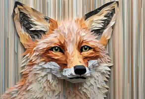 ai generiert detailliert Papier Collage Kunst von ein Fuchs foto