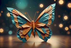 ai generiert bunt Origami Schmetterling foto