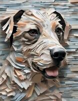 ai generiert detailliert Papier Collage Kunst von ein Hund foto