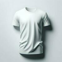 ai generiert Weiß T-Shirt Attrappe, Lehrmodell, Simulation isoliert auf Weiß Hintergrund foto