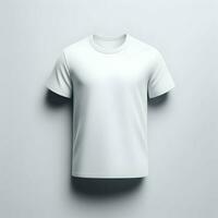 ai generiert Weiß T-Shirt Attrappe, Lehrmodell, Simulation isoliert auf Weiß Hintergrund foto