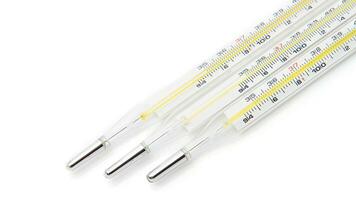 Glas Thermometer, Merkur Thermometer isoliert foto