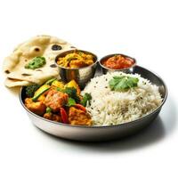 indisch Stil Essen Mahlzeit Mittagessen im Weiß Hintergrund foto