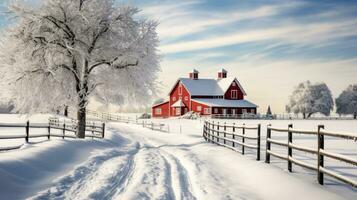 ai generiert Szene von Landschaft bedeckt mit Schnee foto