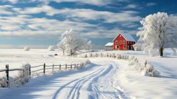 ai generiert Szene von Landschaft bedeckt mit Schnee foto