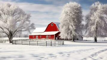 ai generiert Szene von Landschaft bedeckt mit Schnee foto