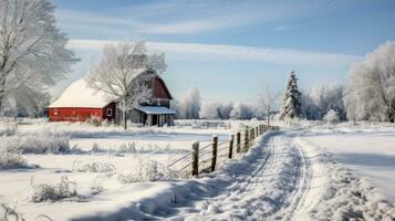 ai generiert Szene von Landschaft bedeckt mit Schnee foto