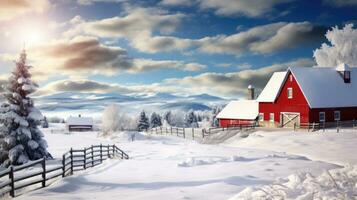 ai generiert Szene von Landschaft bedeckt mit Schnee foto