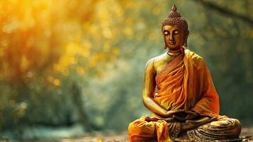 ai generiert Gold Buddha Statue im Stil Süd-Ost Asien. generativ ai foto