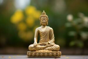 ai generiert Mahavir jayanti, Bronze- Buddha Figur, heilig Gottheit, Statuette, Frieden und Ruhe foto