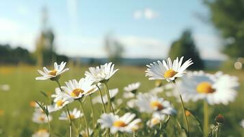 ai generiert Kamille Feld, Frühling Hintergrund. foto