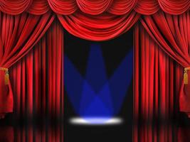 rote Theaterbühne mit blauen Scheinwerfern foto