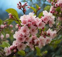 ai generiert Kirsche Blüte, Sakura Blume, Rosa Kirsche blühen foto