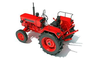 Bauernhof Traktor 3d Rendern auf Weiß Hintergrund foto