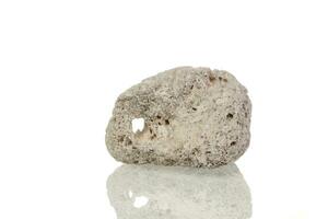 Makro Mineral Stein Bimsstein auf ein Weiß Hintergrund foto