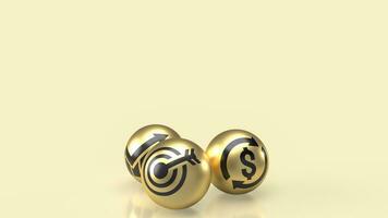 das Ziel Symbol auf Gold Ball zum Geschäft Konzept 3d Wiedergabe. foto