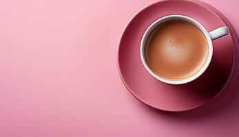 ai generiert eben legen Kaffee Tasse mit Tulpe Blume Hintergrund foto