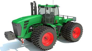 auf Rädern artikuliert Bauernhof Traktor 3d Rendern auf Weiß Hintergrund foto