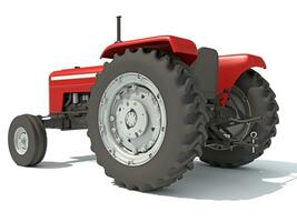 alt Bauernhof Traktor 3d Rendern auf Weiß Hintergrund foto