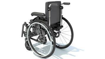Rollstuhl medizinisch Ausrüstung 3d Rendern auf Weiß Hintergrund foto