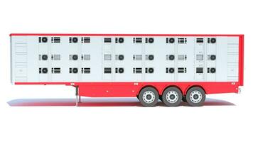 das Vieh Tier Transporter halb Anhänger 3d Rendern auf Weiß Hintergrund foto