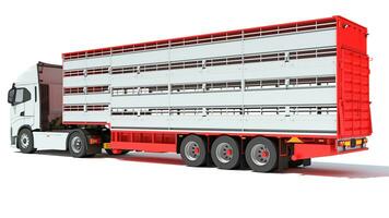 LKW mit das Vieh Tier Transporter Anhänger 3d Rendern auf Weiß Hintergrund foto