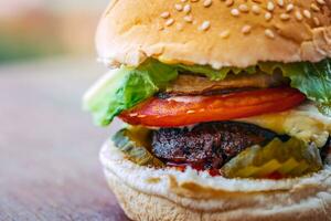 lecker Burger Nahansicht foto