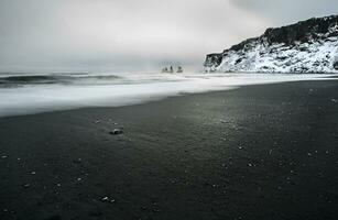 isländisch schwarz Strand Landschaft foto