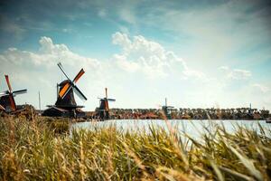 traditionell Hollands Windmühlen foto