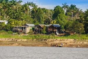 Peru, peruanisch Amazonas Landschaft. das Foto Geschenk typisch indisch Stämme Siedlung im Amazonas