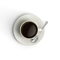 Kaffee Tasse Teller Löffel isoliert auf Weiß Hintergrund foto