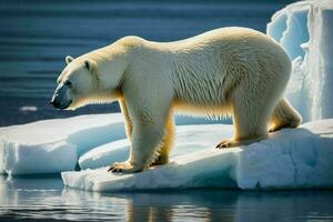 ai generiert Polar- Bär Stehen auf Eis Gletscher foto