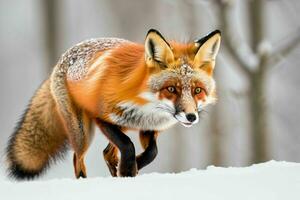 ai generiert Fuchs Gehen im Schnee foto