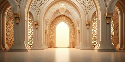 ai generiert elegant großartig Moschee Tür Bogen Innere foto