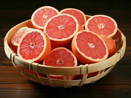 ai generiert geschnitten frisch Grapefruits mit Wasser Tröpfchen. Pampelmuse Früchte. generativ ai foto