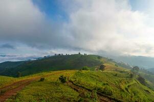 mae tho Aussicht Punkt mit Berge und Nebel im das Morgen beim Chiang Mai, Thailand foto