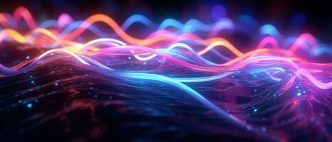 ai generiert Erfahrung das beschwingt Welt von Morphismus mit diese fluoreszierend abstrakt Welle. foto